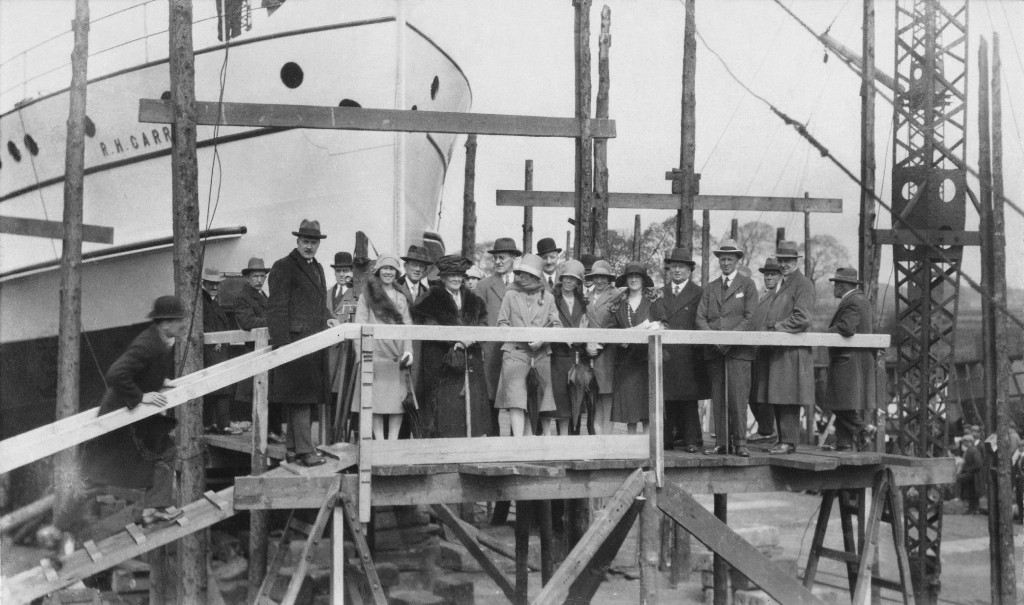 Launching of the ship R.H. Carr, Saltney, Flintshire, UK, 1927